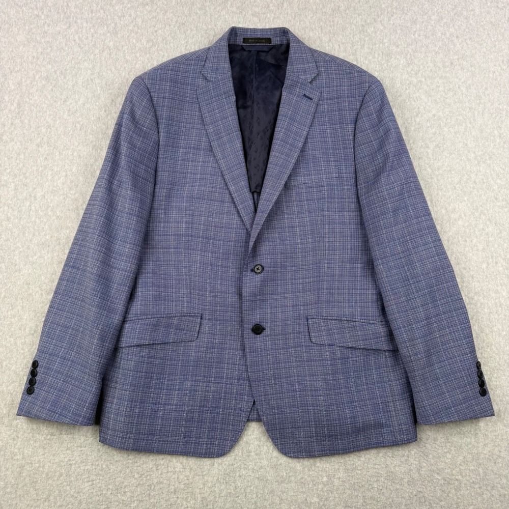 Psycho Bunny Blazer Mens 46R Blue Plaid Wool Sport Coat Unstructured Two Button